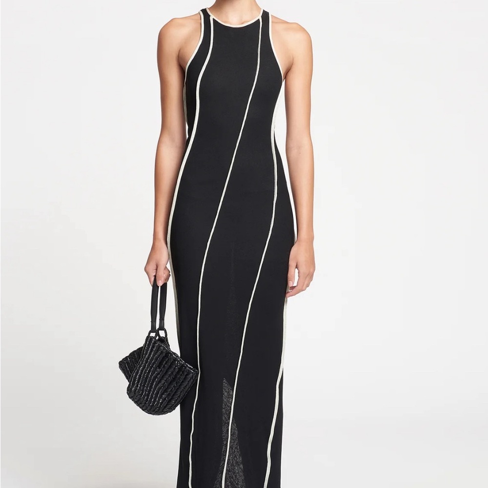 Nanushka Black Wanda Chic Black and White Maxi Dress sz L
